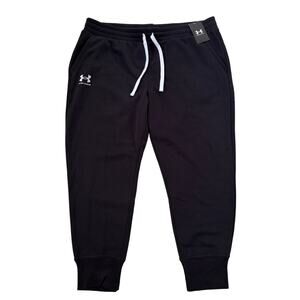 Under Armour Sweatpants Womens Size 2XL Loose Black Rival Fleece Joggers Cuffed